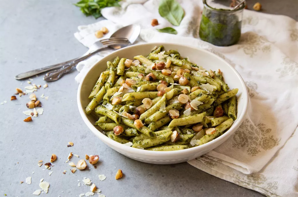 Hazelnut Pesto Penne Holmquist Hazelnuts
