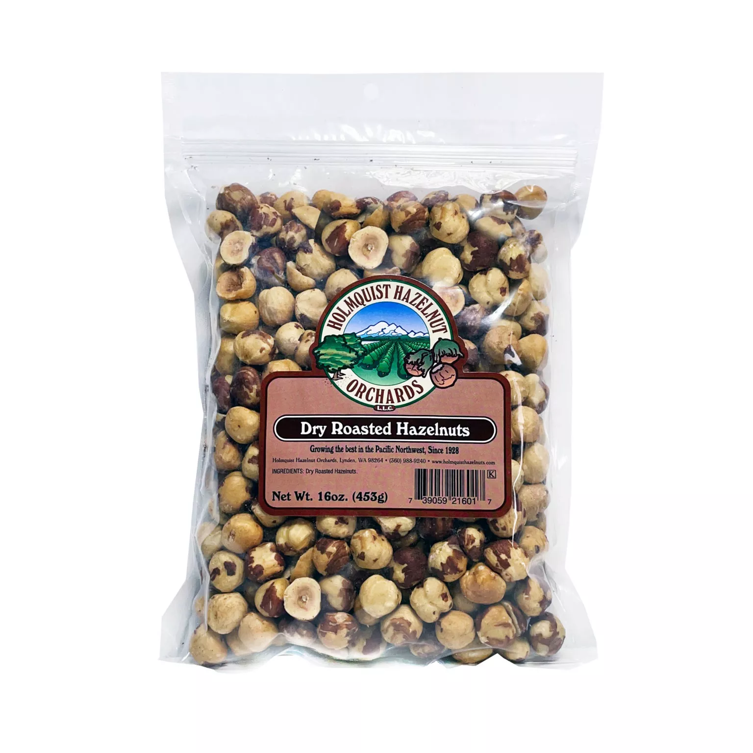 1 lb. Dry Roasted Hazelnuts Holmquist Hazelnuts
